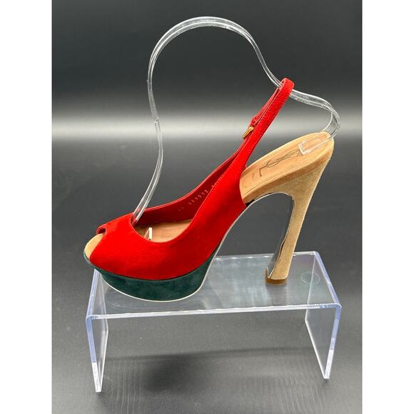 Yves saint Laurent suede peep toe platform - Picture 12 of 16